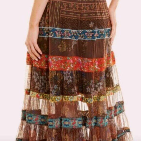 Johnny Was Wilhelmena Tiered Mesh Skirt multi colored XL - Picture 5 of 14